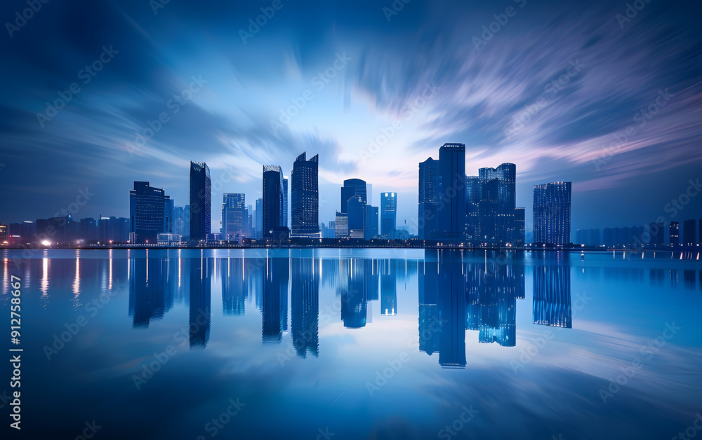 Obraz premium City architecture and water reflections