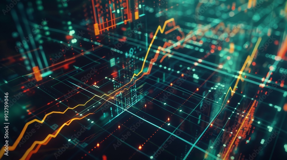 A detailed, futuristic digital network graph with neon green and orange lines capturing the essence of technology and data visualization. A detailed, futuristic digital network graph with neon green and orange lines capturing the essence of technology and data visualization.