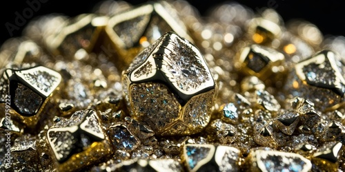 Wallpaper Mural Golden crystals glisten under bright light against a dark backdrop Torontodigital.ca