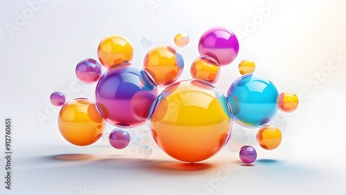 Abstract 3d bubbles with a white background