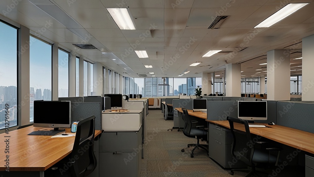 An empty meeting room and conference table An empty meeting room and conference table