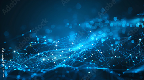 Network, connection and lines with light, web or information technology with pattern for cloud ,Abstract plexus blue geometry background