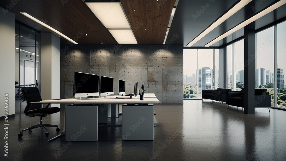 An empty meeting room and conference table An empty meeting room and conference table