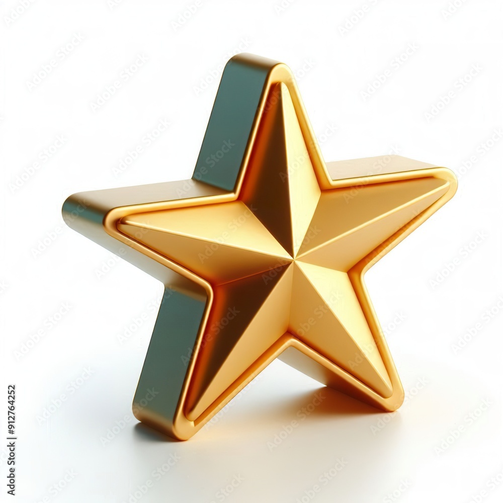 minimalist cartoon 3d gold star, white background minimalist cartoon 3d gold star, white background