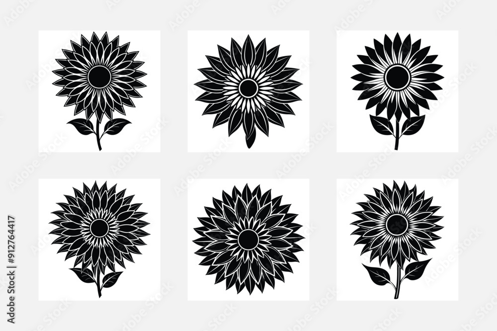 Fototapeta premium Trendy Sunflower Silhouette Art for Modern Interiors