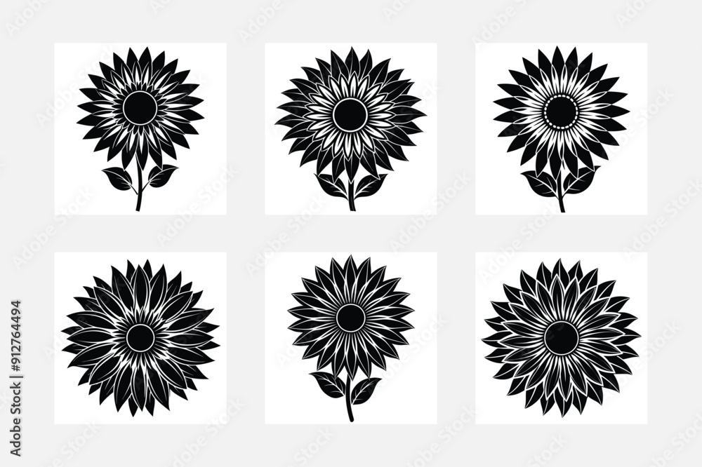 Fototapeta premium Captivating Sunflower Silhouette Designs for Crafting 
