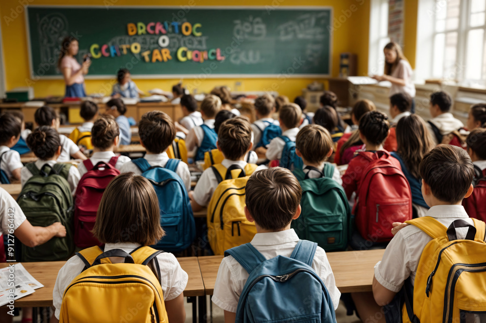 Obraz premium teacher and students in classroom