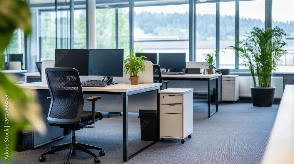 Fototapeta premium Professional workspace with modern furniture and equipment
