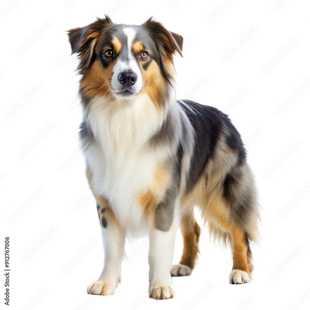 Miniature American Shepherd isolated on white background Miniature American Shepherd isolated on white background