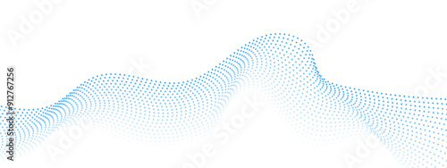 Wave of dots and weave lines. Abstract background. Futuristic dots and weave lines. Vector blue dots shape weave lines. Banner for business, technology, medicine, presentations.