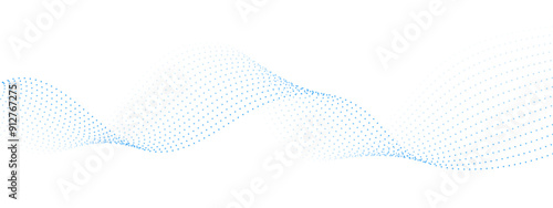 Wave of dots and weave lines. Abstract background. Futuristic dots and weave lines. Vector blue dots shape weave lines. Banner for business, technology, medicine, presentations.