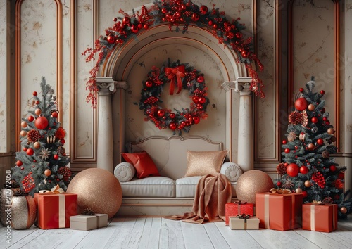 Christmas Decorations and Christmas Boxes in the Background