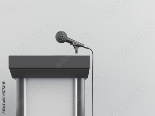 Microphone and Podium, Generative AI Illustration