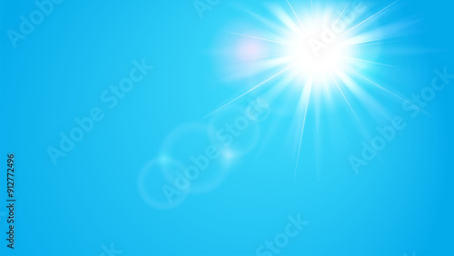 Sky With Sun Light Lens Flare. Sun at Afternoon Time.
