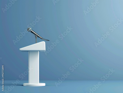 Microphone and Podium, Generative AI Illustration