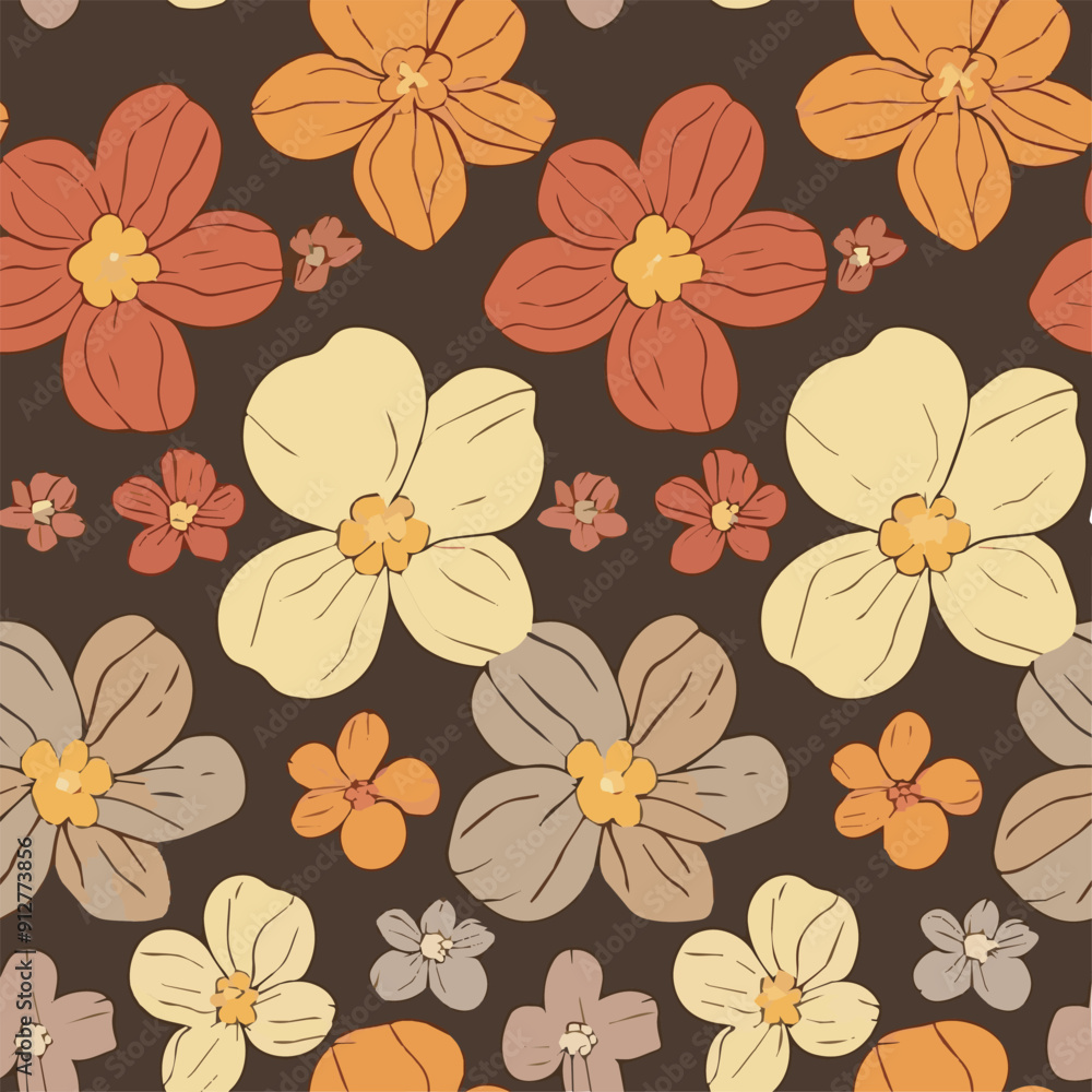 Vector of Groovy flowers seamless pattern Vector of Groovy flowers seamless pattern