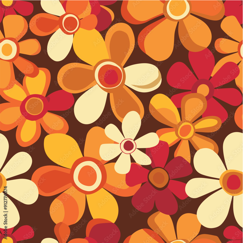 Vector of Groovy flowers seamless pattern Vector of Groovy flowers seamless pattern