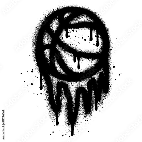 Spray Painted Graffiti basketball icon  Sprayed isolated with a white background.