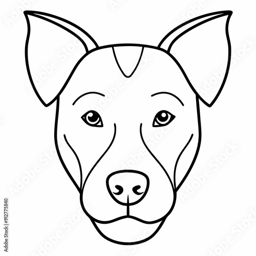 A dog face and  head line art vector