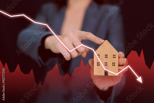 Cuadro en lienzo Economic recession crisis affected on real estate business.