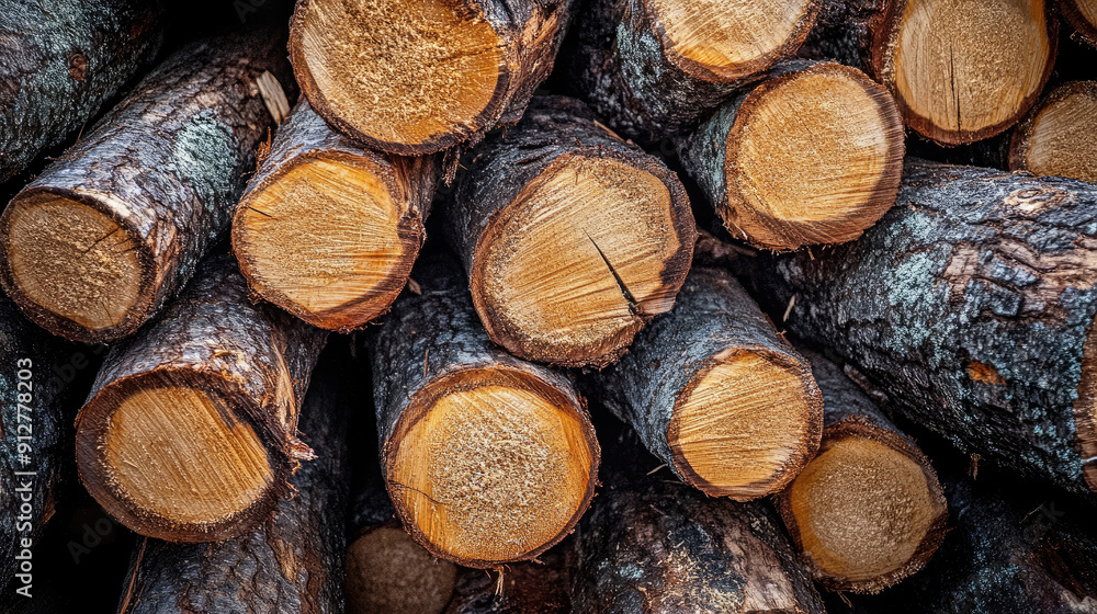 Close-Up Image of Piled Chopped Timber Logs Close-Up Image of Piled Chopped Timber Logs