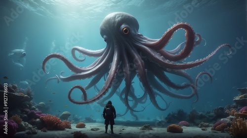 kara the kindhearted kraken a giant squid with a gentl cinematic concept art