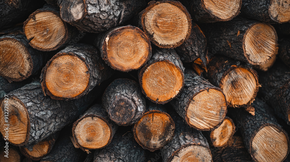 Close-Up Image of Piled Chopped Timber Logs Close-Up Image of Piled Chopped Timber Logs