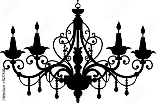 Vektor Silhouette Kronleuchter - Vintage Einrichtung - Beleuchtung
