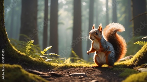 squeak the supersquirrel a superhero squirrel protecti cinematic concept art photo