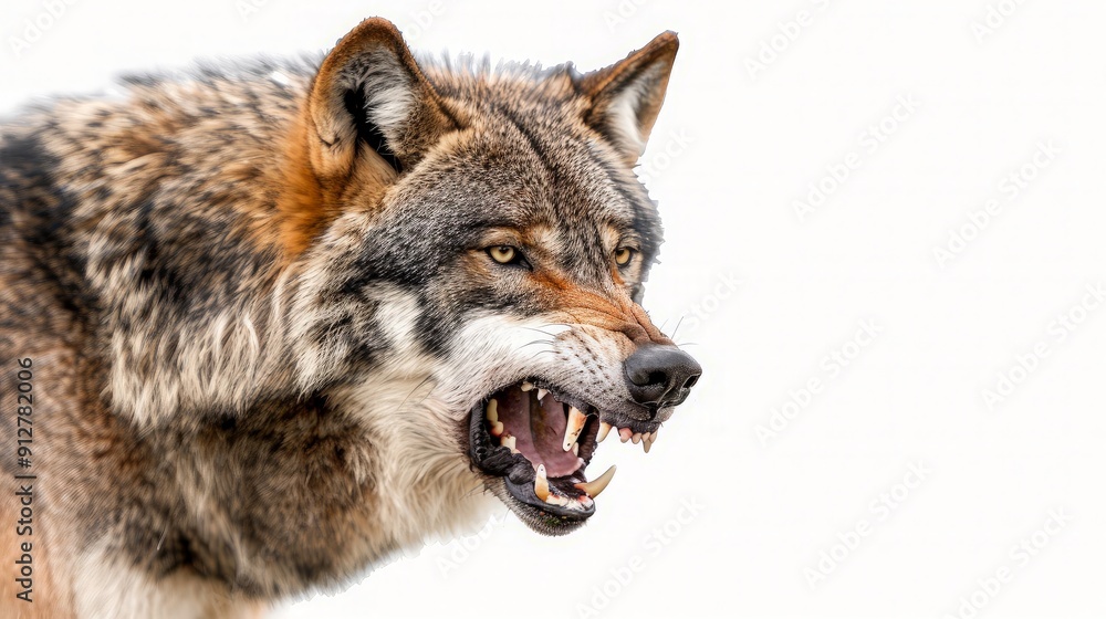 A Close-up Portrait of a Growling Wolf A Close-up Portrait of a Growling Wolf