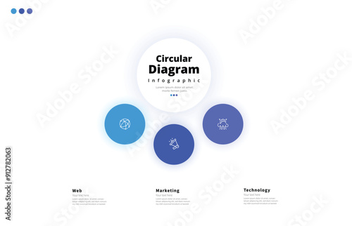 Modern minimalist elegant clean circular steps editable infographic design template vector