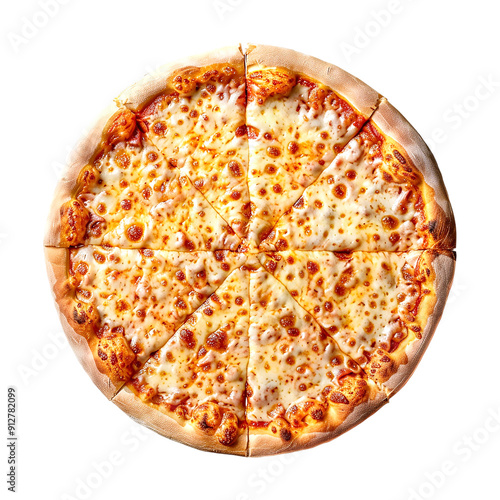 Delicious cheese pizza isolated on a transparent background. Generative AI