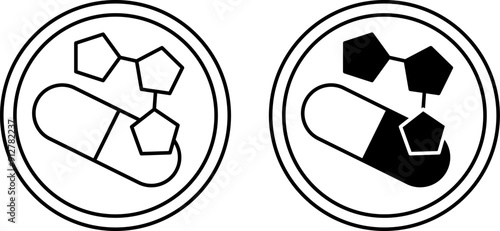 High Potency Minerals Icons. Black and White Vector Icons. Label for Packaging of Medicines and Food Products