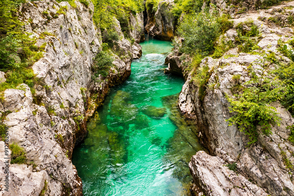 Amazing Soca river gorge in Slovenian Alps. Great Soca Gorge (Velika korita Soce), Triglav National park, Slovenia. Great canyon of Soca river, Bovec, Slovenia. Soca Gorge in Triglav National Park. Amazing Soca river gorge in Slovenian Alps. Great Soca Gorge (Velika korita Soce), Triglav National park, Slovenia. Great canyon of Soca river, Bovec, Slovenia. Soca Gorge in Triglav National Park.