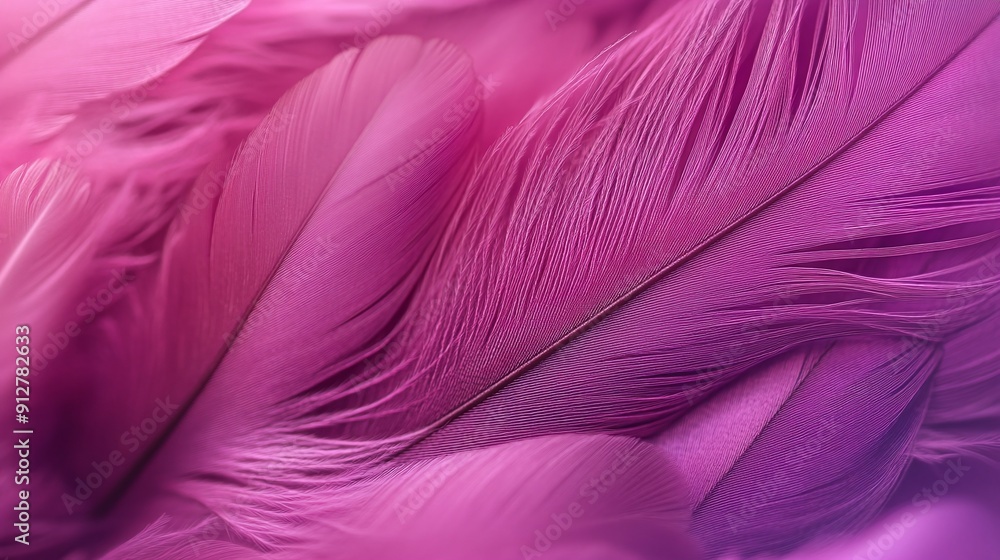 Fototapeta premium Close-Up of Pink and Violet Feathers with a Nature Background