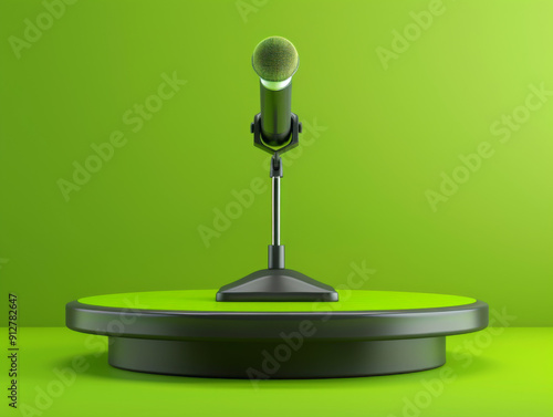 Microphone Stand Isolated, Generative AI Illustration
