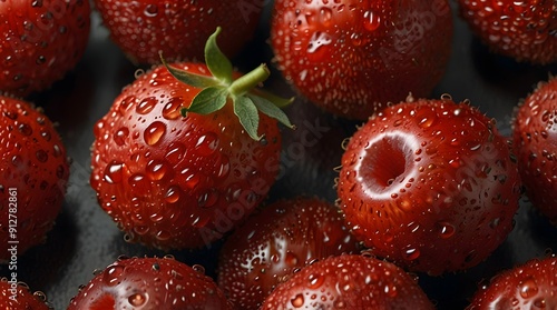 close-up photo of a mix of blueberries and raspberries. Blackberries, redberries photo