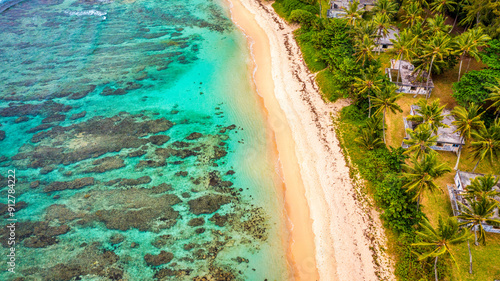 Palmar beach on the east coast, Indian Ocean, Mauritius Island. Palmar beach with turquoise sea and beautiful white sandy beach, Mauritius Island.