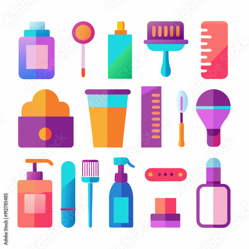 Set of personal hygiene Combs and hair dryer sponge Beauty aesthetics vector