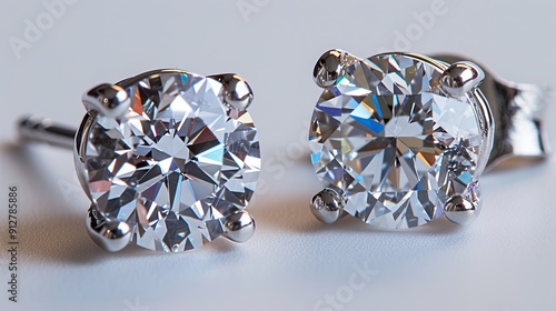 A pair of exquisite diamond stud earrings, isolated on a clean white background