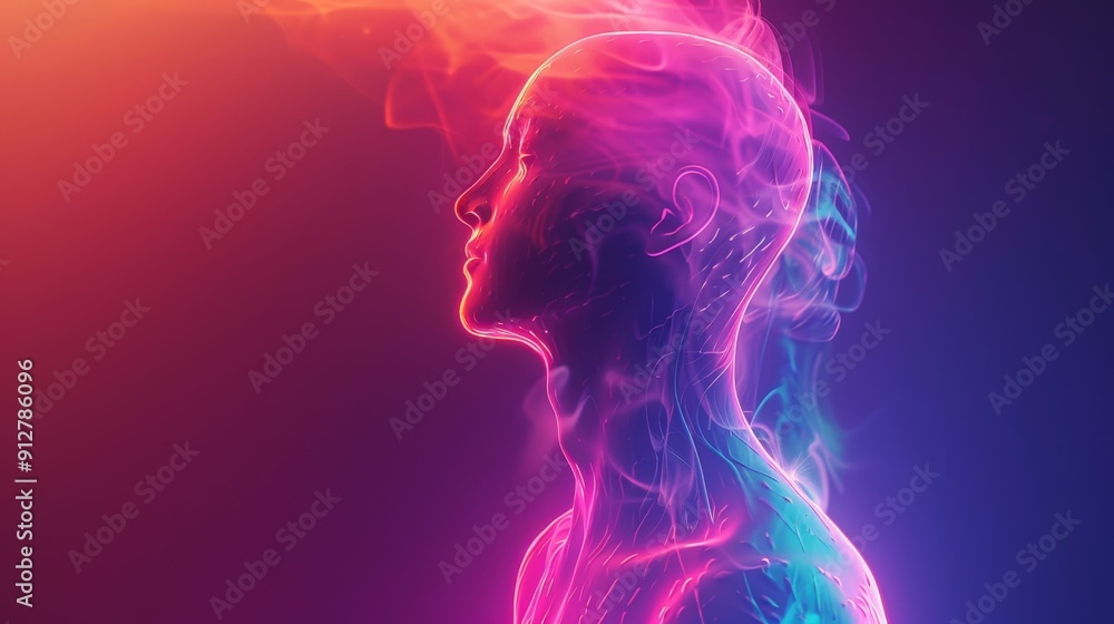 Human figure with luminous skin and a translucent aura Human figure with luminous skin and a translucent aura