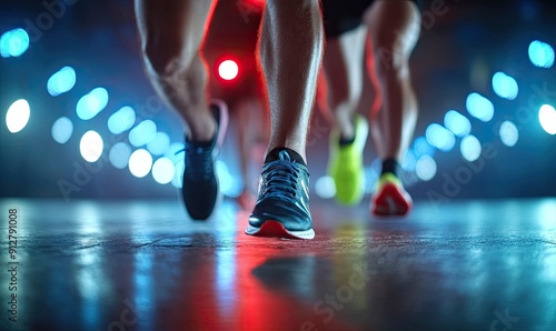 Dynamic Low Angle Shot of Young Adults in Running Outfits in Studio