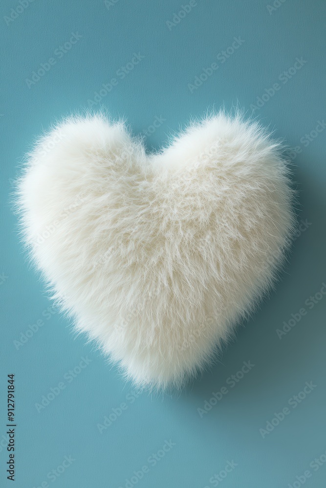 A fluffy white fur heart shape A fluffy white fur heart shape