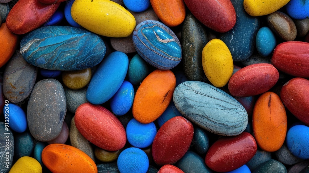 A vibrant collection of colorful smooth stones, ideal for backgrounds, nature themes, and artistic concepts, showcasing a spectrum of shades. A vibrant collection of colorful smooth stones, ideal for backgrounds, nature themes, and artistic concepts, showcasing a spectrum of shades.