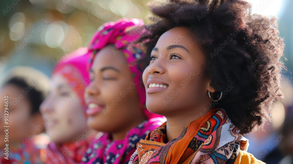 A group of smiling women wearing colorful scarves, symbolizing diversity, joy, and cultural celebration. A group of smiling women wearing colorful scarves, symbolizing diversity, joy, and cultural celebration.