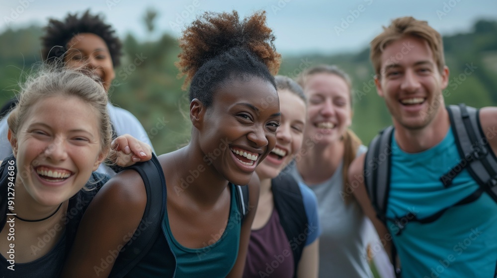 group of friends participating in a charity walk or run, combining physical activity group of friends participating in a charity walk or run, combining physical activity