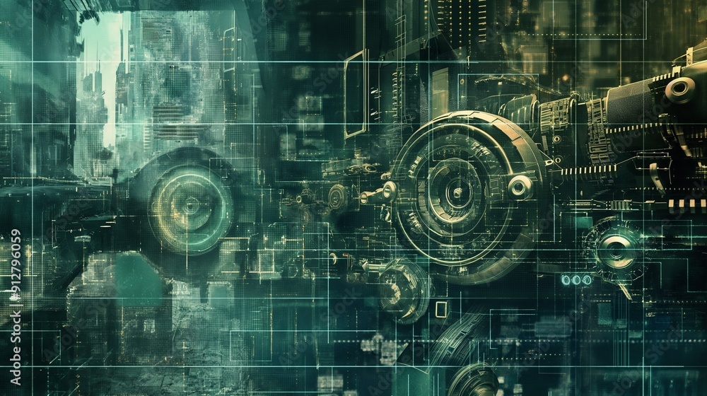 Industrial automation, reducing human errors, abstract background Industrial automation, reducing human errors, abstract background