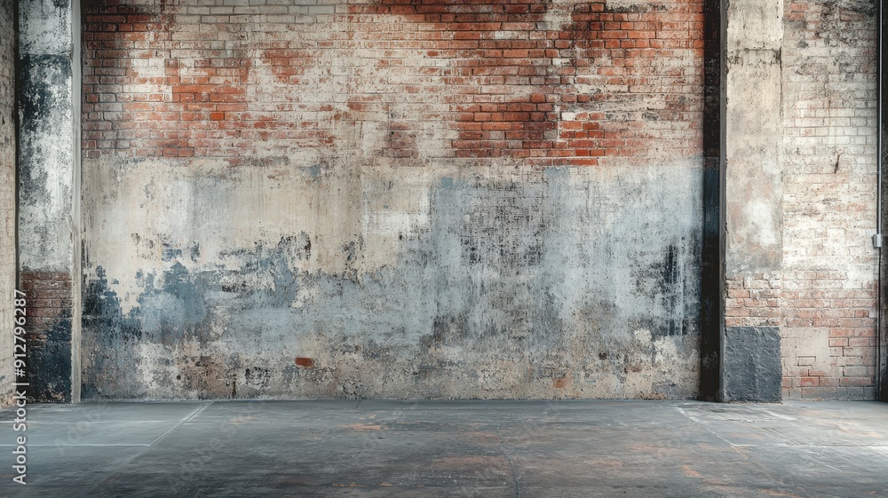 Weathered Brick Wall Inside Abandoned Industrial Building on a Sunny Day Weathered Brick Wall Inside Abandoned Industrial Building on a Sunny Day