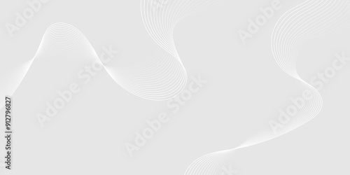 Abstract white wave dynamic curve lines on gray background. Energy technology concept modern backdrop design for business, presentation, banner.