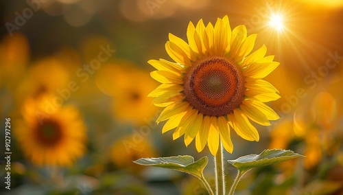 Beautiful sunflowers in a f...